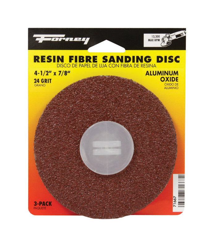 FORNEY - Forney 4.5 in. Aluminum Oxide Adhesive Sanding Disc 24 Grit 3 pk
