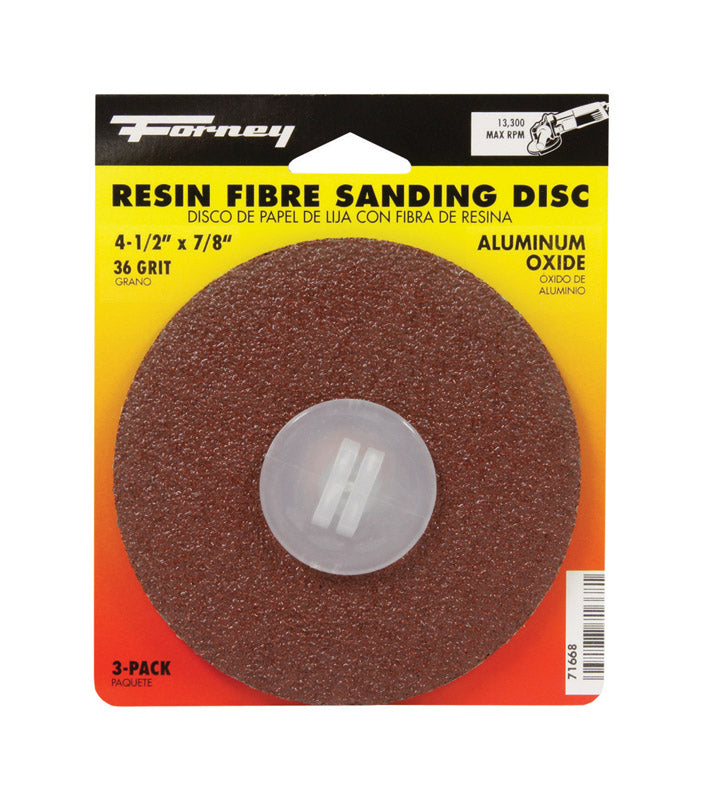 FORNEY - Forney 4.5 in. Aluminum Oxide Adhesive Sanding Disc 36 Grit 3 pk