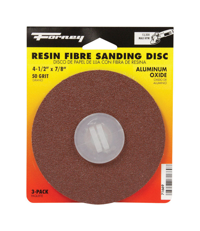 FORNEY - Forney 4.5 in. Aluminum Oxide Resin Fibre Sanding Disc 50 Grit 3 pk