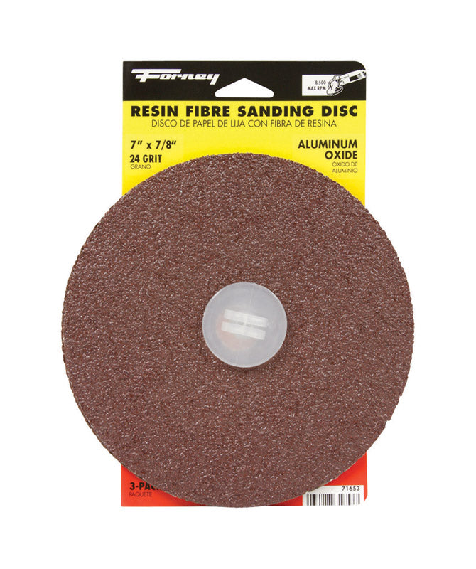 FORNEY - Forney 7 in. Aluminum Oxide Adhesive Sanding Disc 24 Grit 3 pk