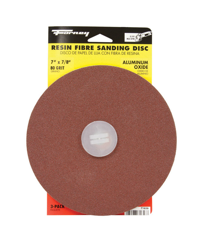 FORNEY - Forney 7 in. Aluminum Oxide Adhesive Sanding Disc 80 Grit 3 pk
