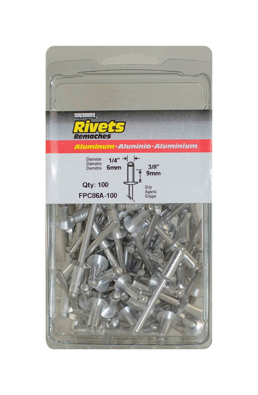 SUREBONDER - Surebonder 1/4 in. D X 3/8 in. Aluminum Rivets Silver 100 pk