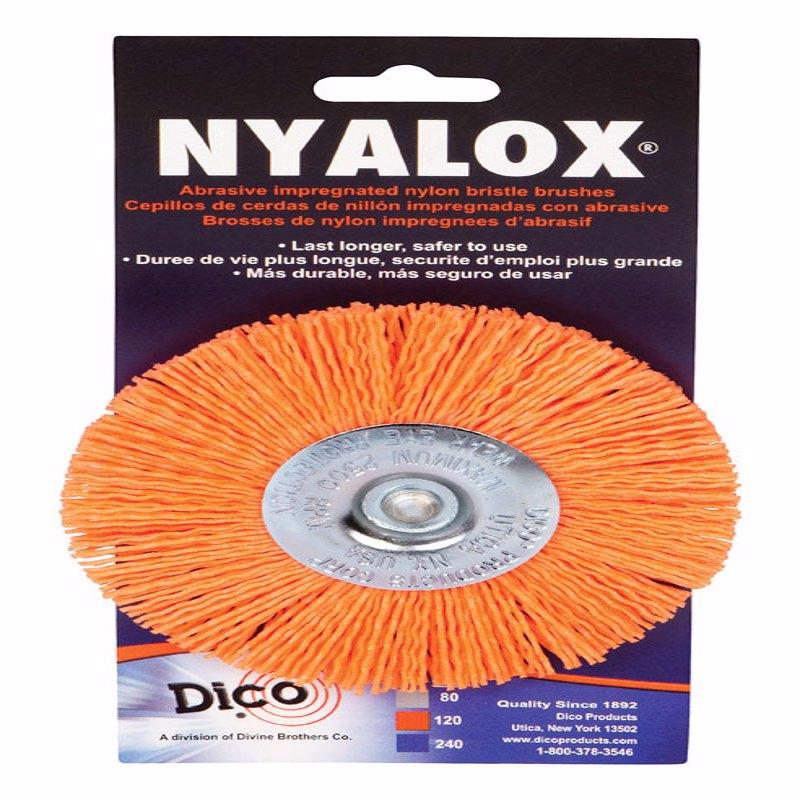 DICO - Dico NYALOX 4 in. Medium Crimped Mandrel Mounted Wheel Brush Nylon 2500 rpm 1 pc
