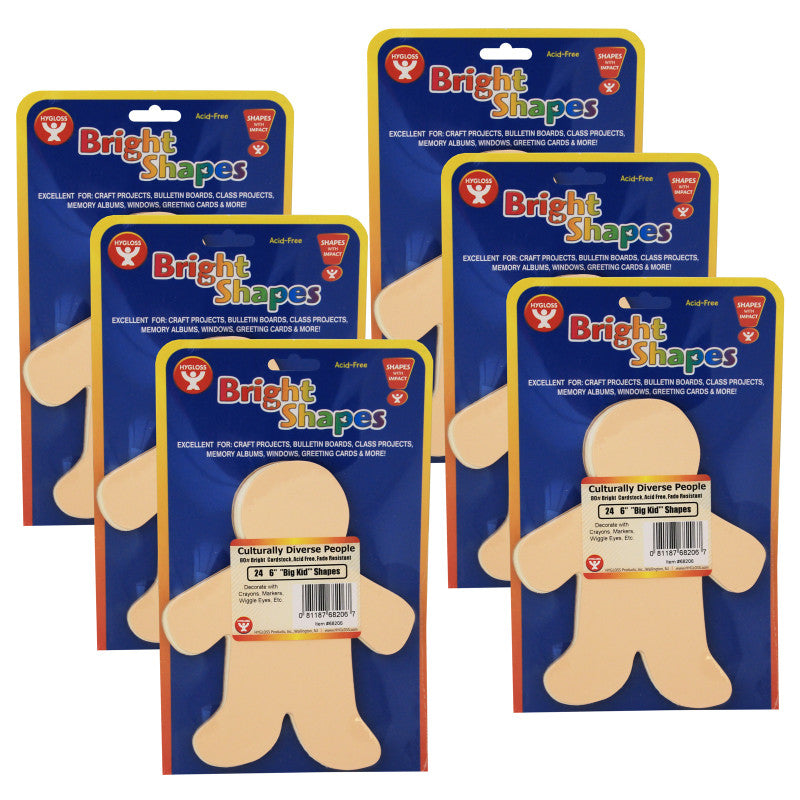 HYGLOSS - Rainbow Brights™ Family Cut-Outs, 6" Big Kid, 24 Per Pack, 6 Packs