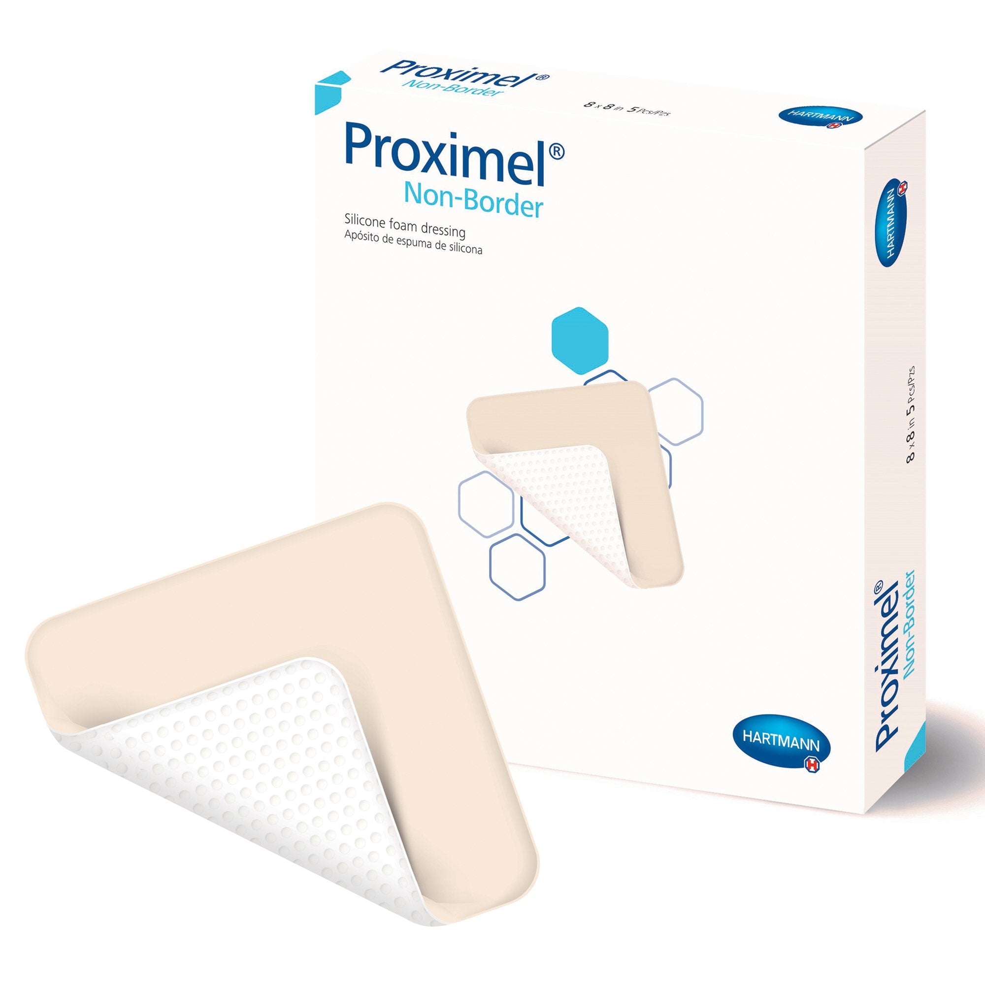Hartmann - Foam Dressing Proximel® Non-Border 8 X 8 Inch Without Border Waterproof Backing Silicone Face Square Sterile [1/EA]