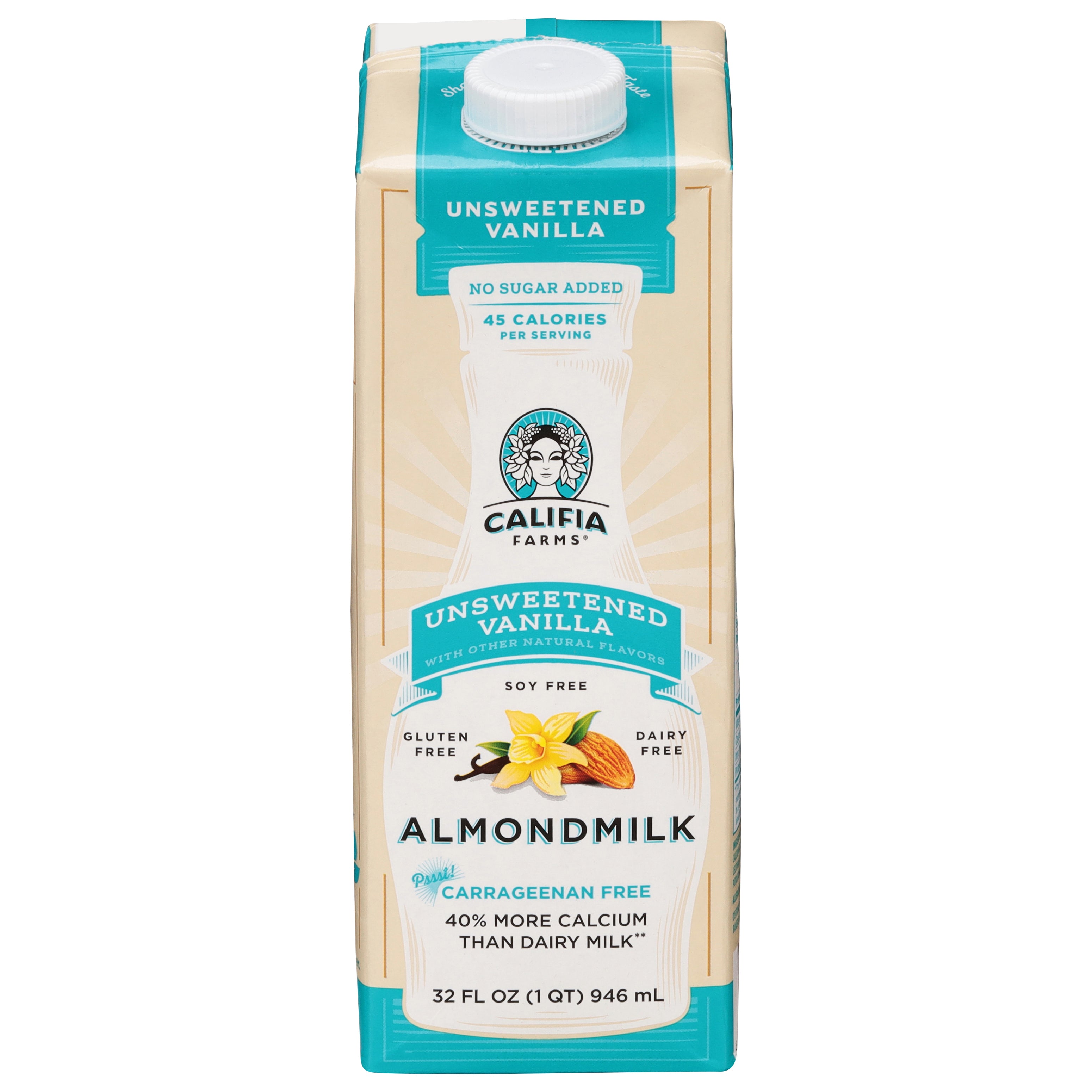 Califia Farms Unsweetened Vanilla Almondmilk 32 fl oz - Case of 6