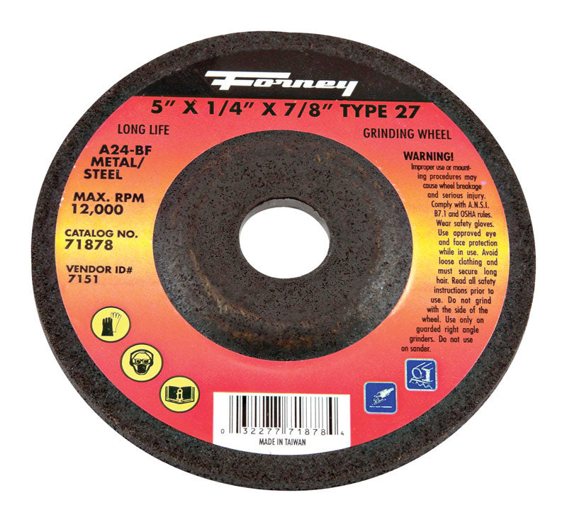 FORNEY - Forney 5 in. D X 7/8 in. Metal Grinding Wheel