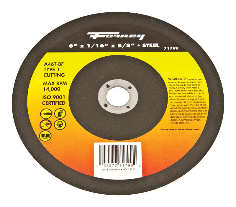 FORNEY - Forney 6 in. D X 5/8 in. Aluminum Oxide Metal Cut-Off Wheel 1 pc
