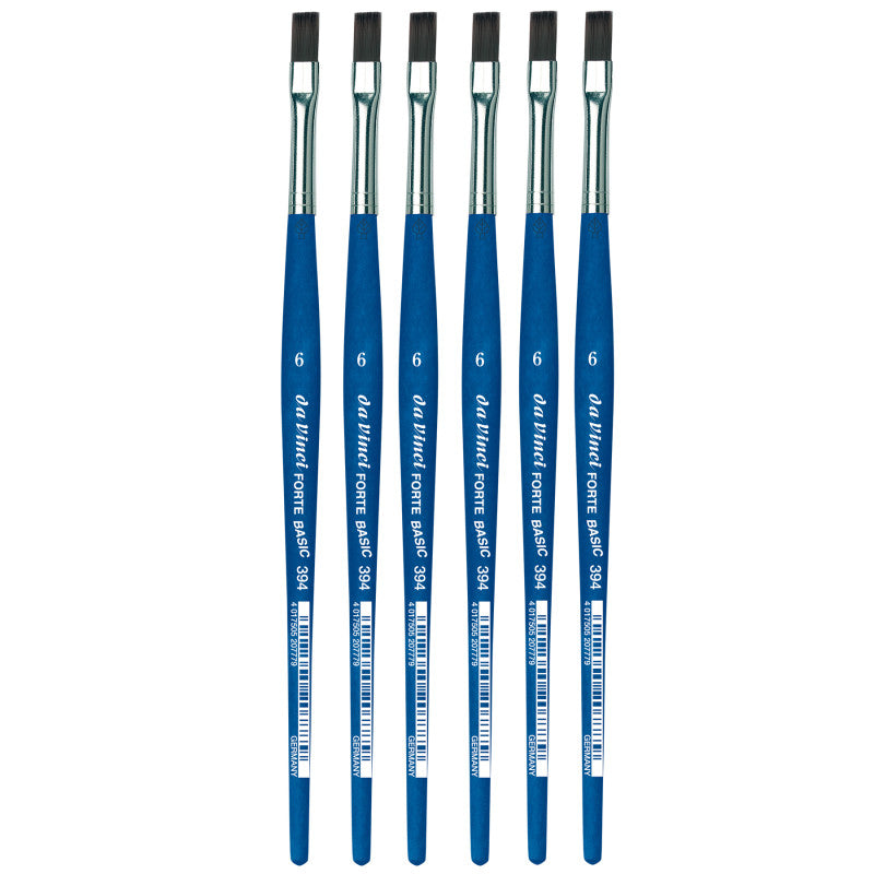 FORTE BASIC Student Brush, Synthetic, Acrylic, Flat, Series 394, Size 6, Pack of 6