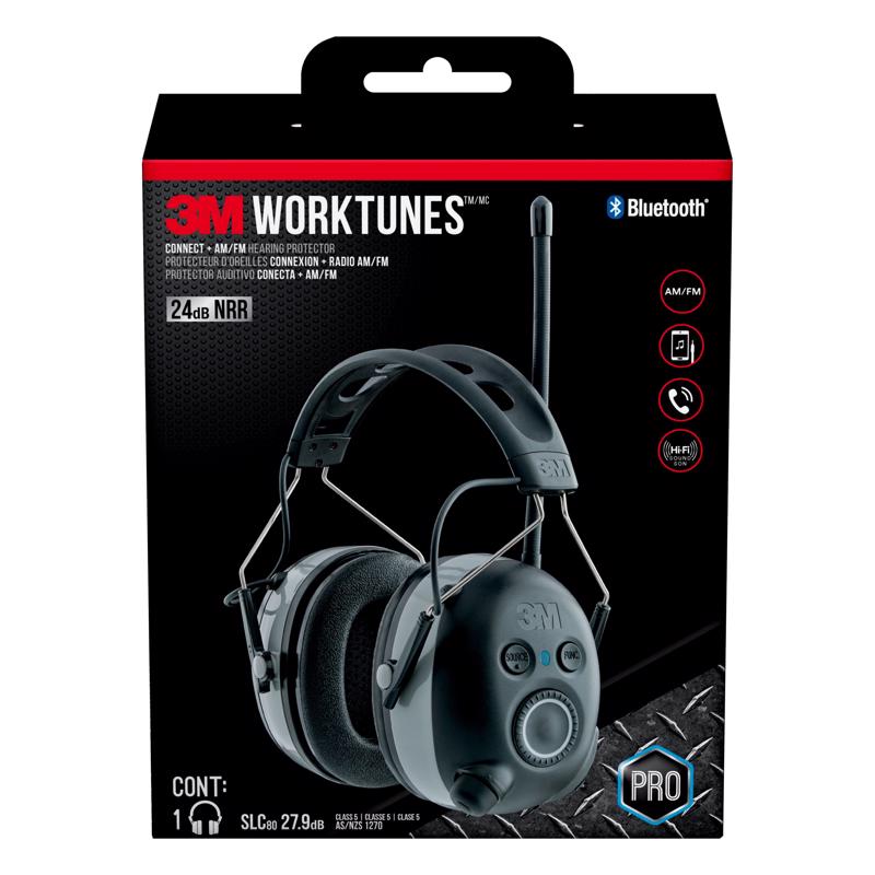 3M WORKTUNES - 3M WorkTunes 24 dB Soft Foam Bluetooth Earplugs/Earphones w/Mic Black 1 pair