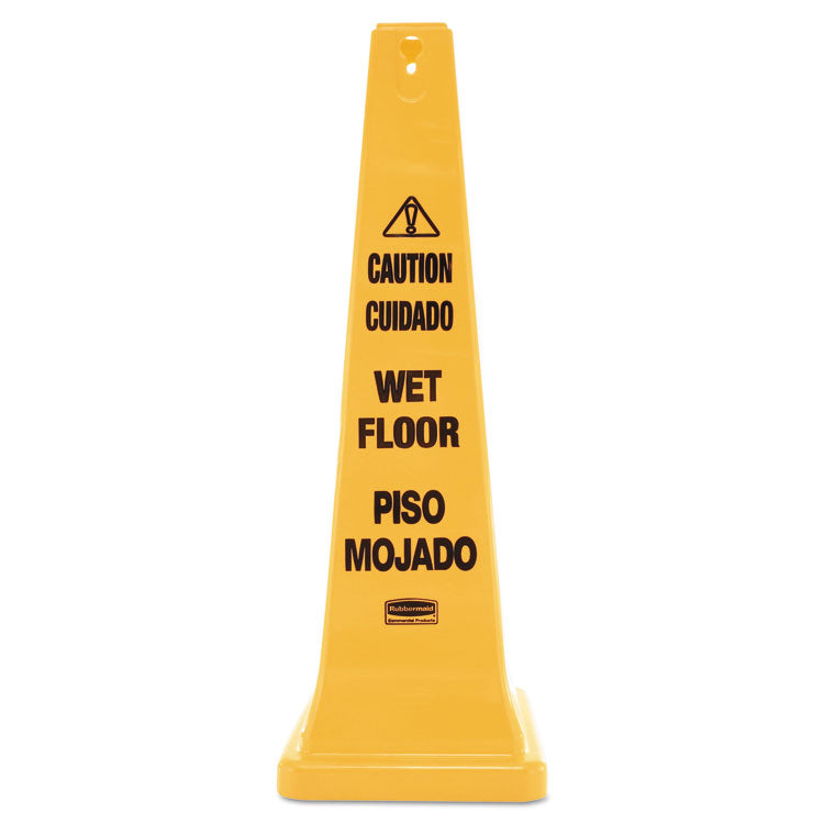 Rubbermaid Commercial - Multilingual Wet Floor Safety Cone, 12.25 x 12.25 x 36