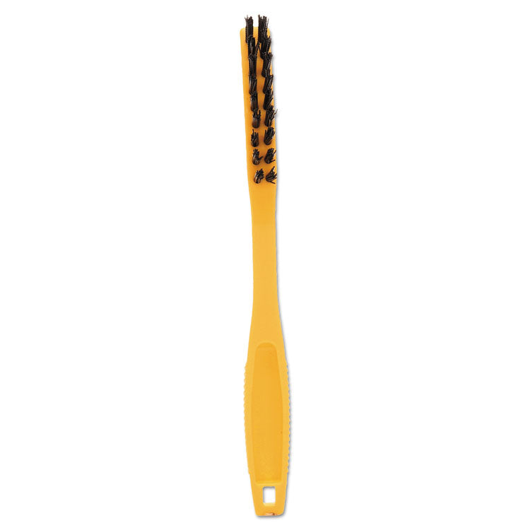 Rubbermaid Commercial - Synthetic-Fill Tile and Grout Brush, Black Plastic Bristles, 2.5" Brush, 8.5" Yellow Plastic Handle