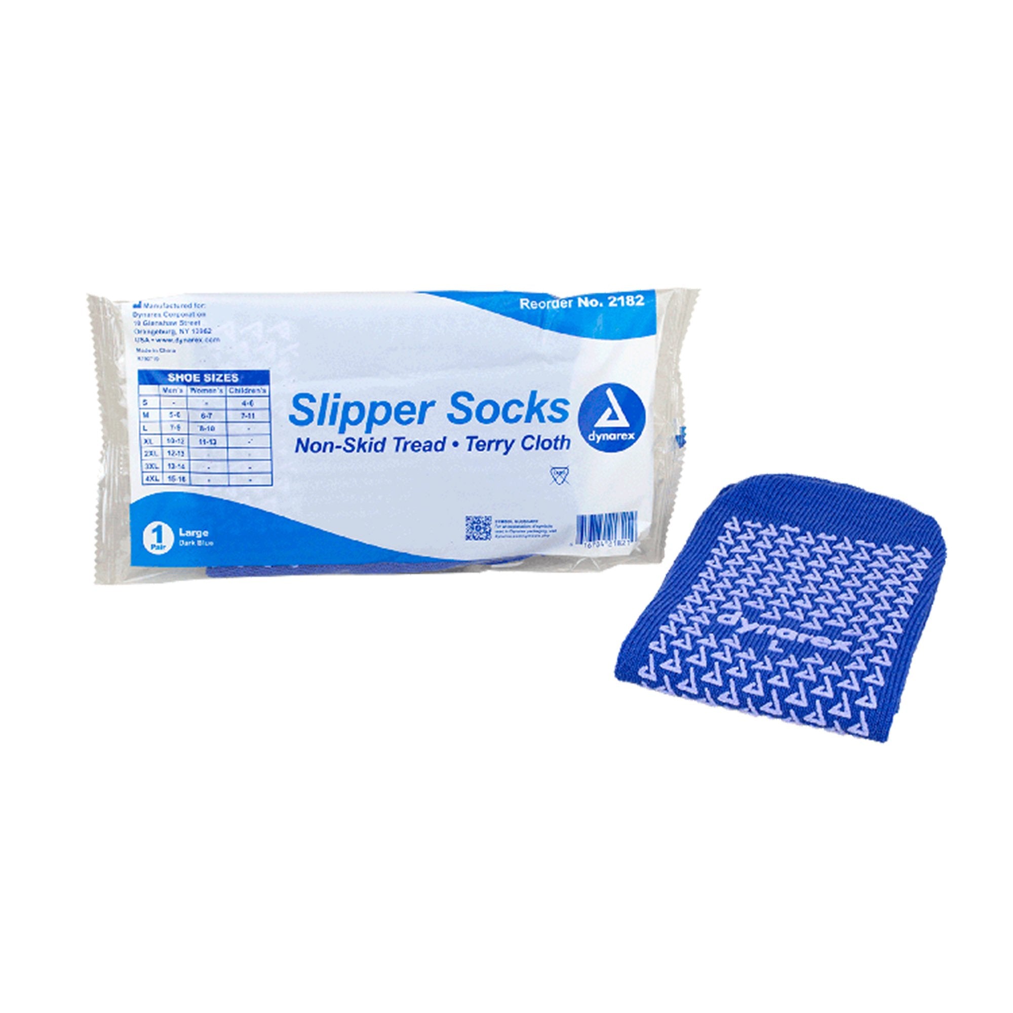 Dynarex - Slipper Socks Dynarex Unisex Adult Large Single Tread Single Patient Use Blue [48/CS]