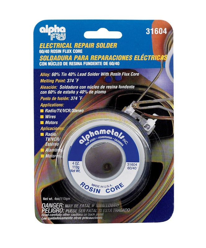 ALPHA FRY - Alpha Fry 4 oz Repair Solder 0.06 in. D Tin/Lead 60/40 1 pc