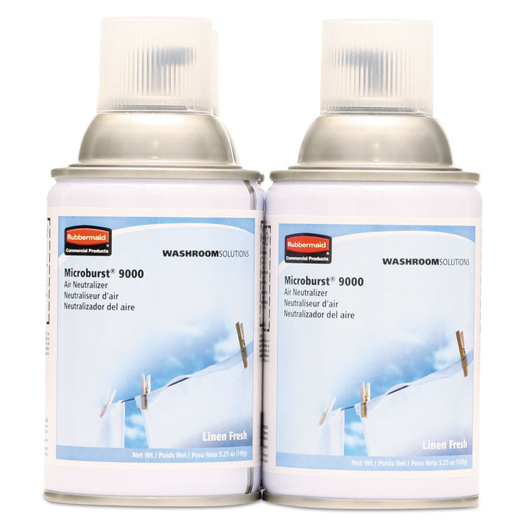 Rubbermaid Commercial - TC Microburst 9000 Air Freshener Refill, Linen Fresh, 5.3 oz Aerosol Spray, 4/Carton
