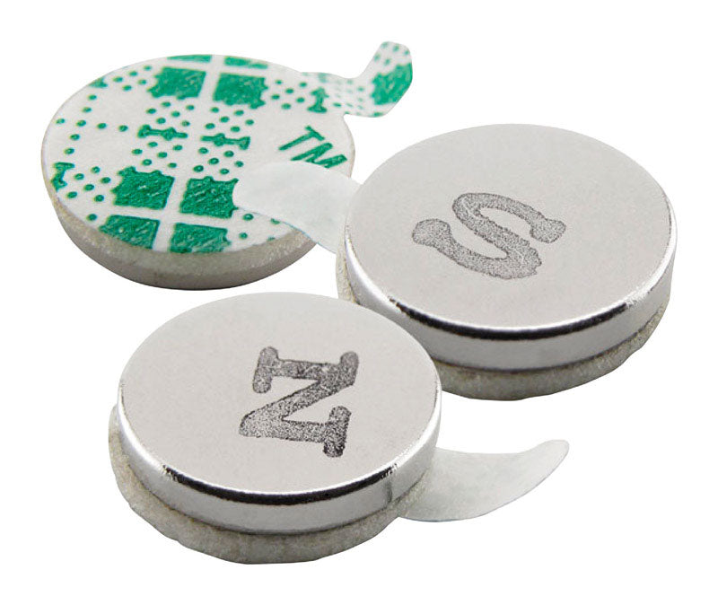 MAGNET SOURCE - Magnet Source 0.375 in. L X 0.375 in. W Silver Disc Magnets with Adhesive 1.68 lb. pull 12 pc