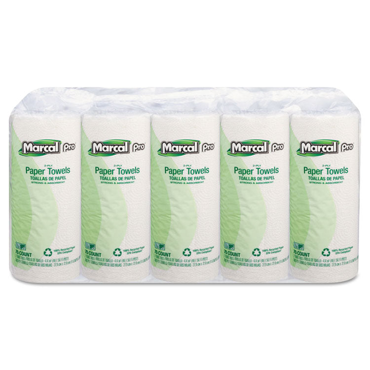 Marcal PRO - 100% Premium Recycled Perforated Kitchen Roll Towels, 2-Ply, 11 x 9, White, 70/Roll, 15 Rolls/Carton