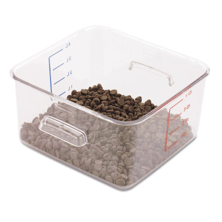 Rubbermaid Commercial - SpaceSaver Square Containers, 4 qt, 8.8 x 8.75 x 4.75, Clear, Plastic