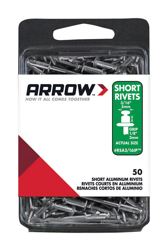 ARROW FASTENER - Arrow 3/16 in. D X 1/8 in. Aluminum Short Rivets Silver 50 pk