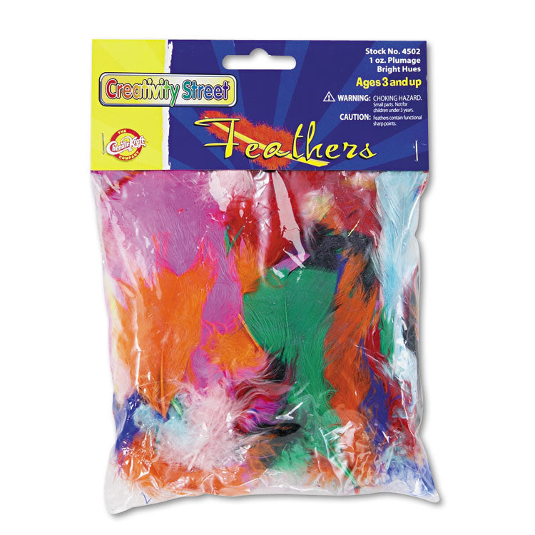 Creativity Street - Chenille Kraft Bright Hues Feather Assortment, Natural Turkey Plumage, 1 oz, Approximately 325/Pack