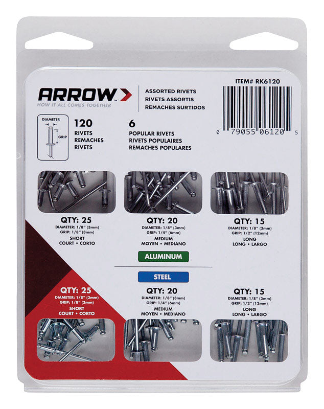 ARROW FASTENER - Arrow 1/8 in. D Aluminum Rivet Set Silver 120 pk
