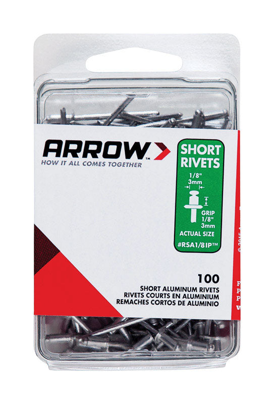 ARROW FASTENER - Arrow 1/8 in. D X 1/8 in. Aluminum Short Rivets Silver 100 pk