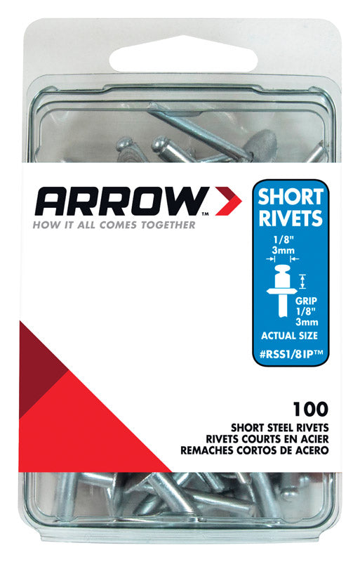 ARROW FASTENER - Arrow 1/8 in. D X 1/8 in. Steel Rivets Silver 100 pk