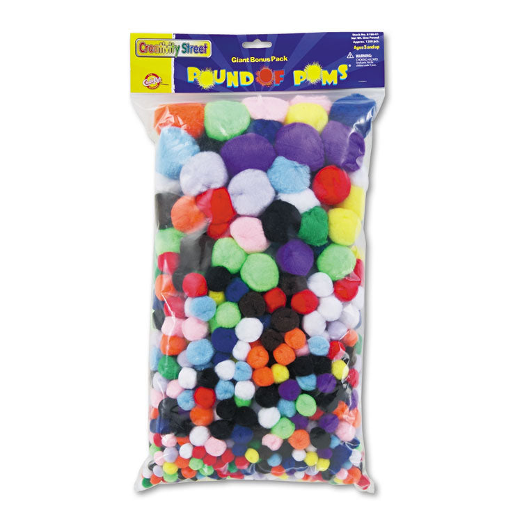 Creativity Street - Pound of Poms Giant Bonus Pack, Assorted Colors, 1,000/Pack
