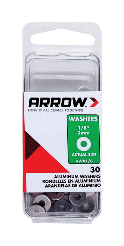 ARROW FASTENER - Arrow 1/8 in. D Aluminum Flat Washers Silver 30 pk
