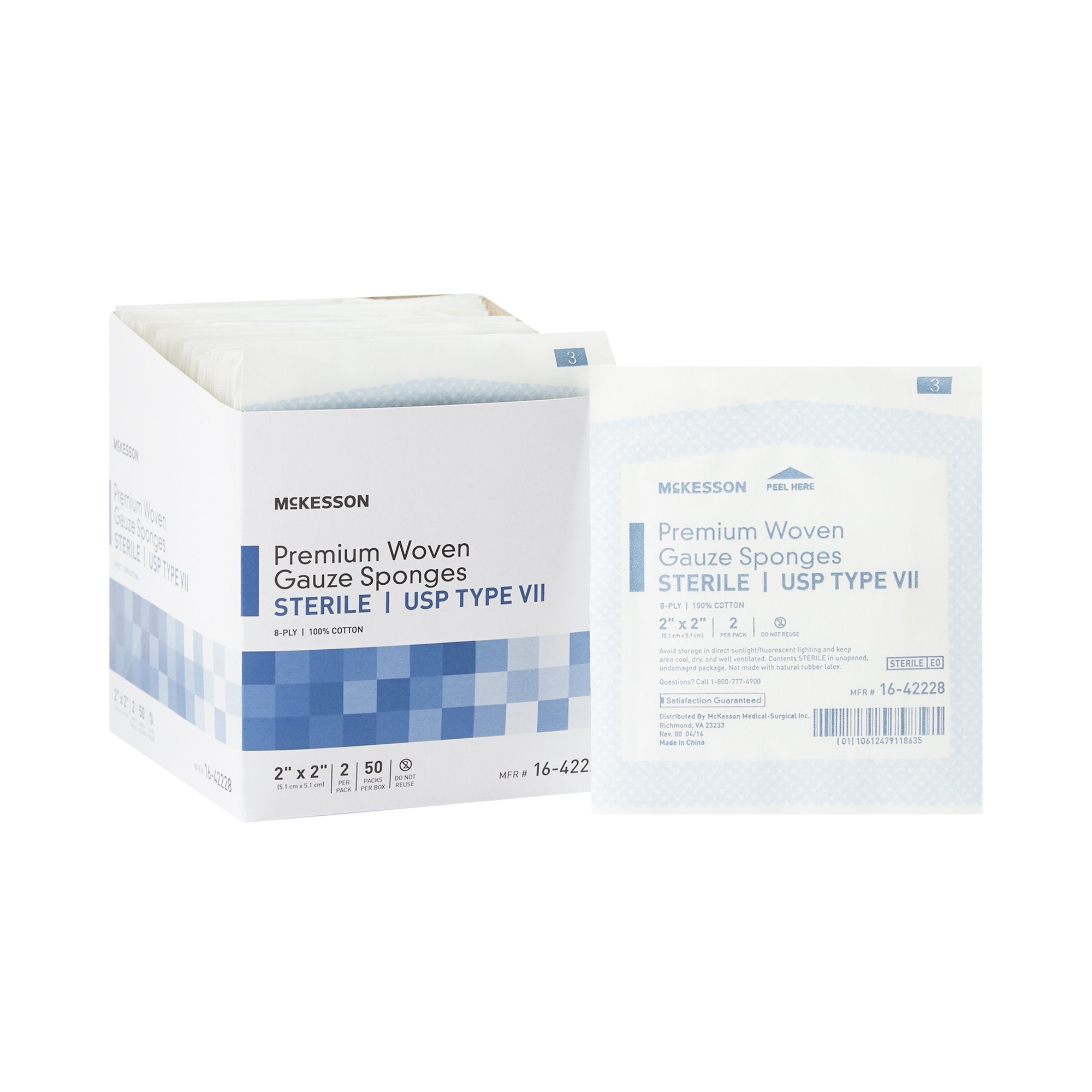 McKesson Brand - Gauze Sponge McKesson 2 X 2 Inch 8-Ply Sterile 2 per Pack [50/BX] (460859_BX)