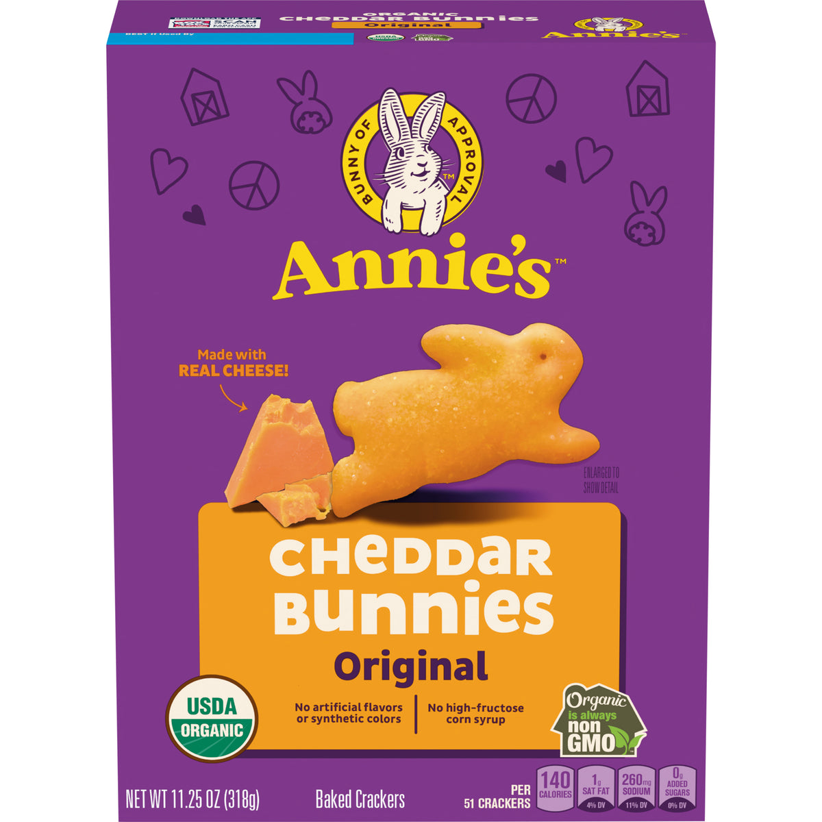 Annie's Organic Cheddar Bunnies Original Baked Snack Crackers, 11.25 oz - Case of 6
