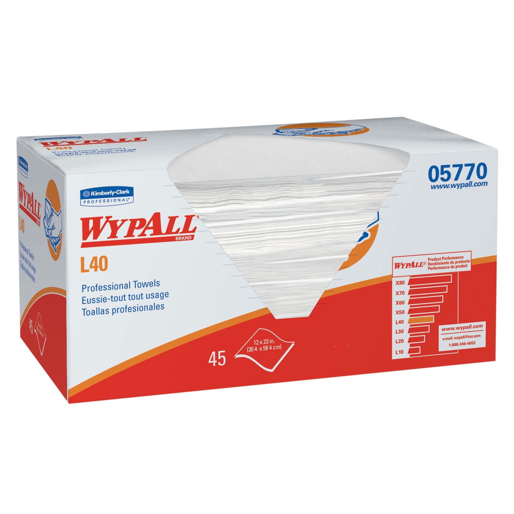 Kimberly Clark - Hygienic Towel WypAll® L40 Light Duty 45 Count Box 12 X 23 Inch NonSterile Disposable [1/BX]