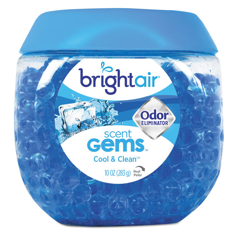 BRIGHT Air - Scent Gems Odor Eliminator, Cool and Clean, Blue, 10 oz Jar, 6/Carton