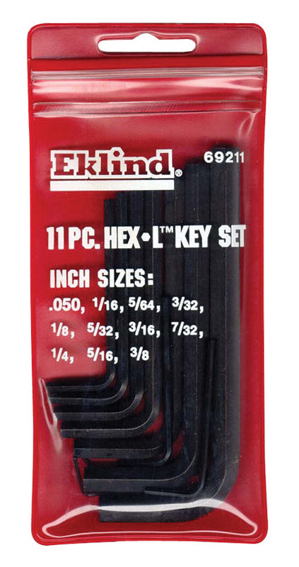 EKLIND - Eklind Hex-L .050 to 3/8 in. SAE Short Arm Hex L-Key Set 11 pc