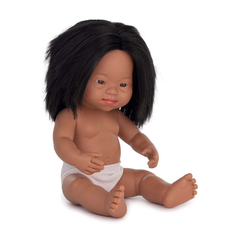 MINILAND EDUCATIONAL - Anatomically Correct 15" Baby Doll, Down Syndrome Hispanic Girl