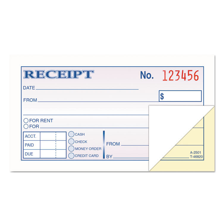 TOPS - Money and Rent Receipt Books, Two-Part Carbonless, 4.78 x 2.75, 50 Forms Total