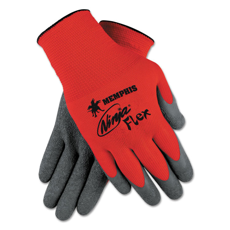 MCR Safety - Ninja Flex Latex Coated Palm Gloves N9680L, Large, Red/Gray, 1 Dozen