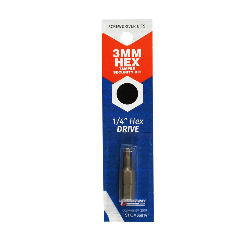 BEST WAY TOOLS - Best Way Tools Hex 3 mm X 1 in. L Tamper-Proof Security Bit Carbon Steel 1 pc