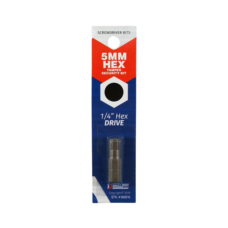 BEST WAY TOOLS - Best Way Tools Hex 5 mm X 1 in. L Tamper-Proof Security Bit Carbon Steel 1 pc