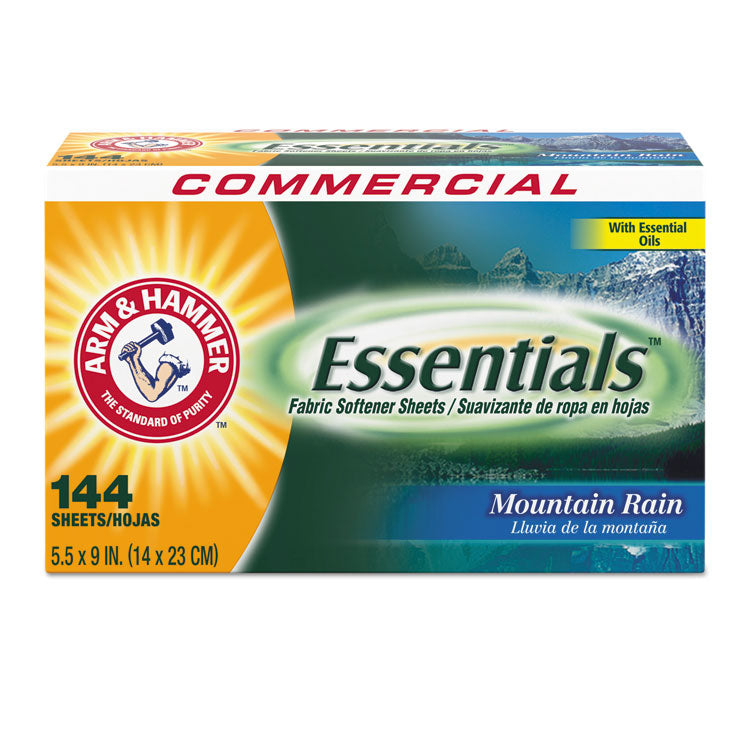 Arm & Hammer - Essentials Dryer Sheets, Mountain Rain, 144 Sheets/Box