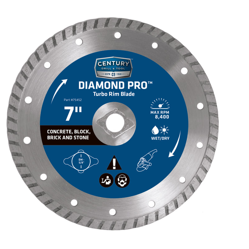 CENTURY DRILL & TOOL - Century Drill & Tool Diamond Pro 7 in. D X 5/8 in. Diamond Turbo Rim Saw Blade 1 pk