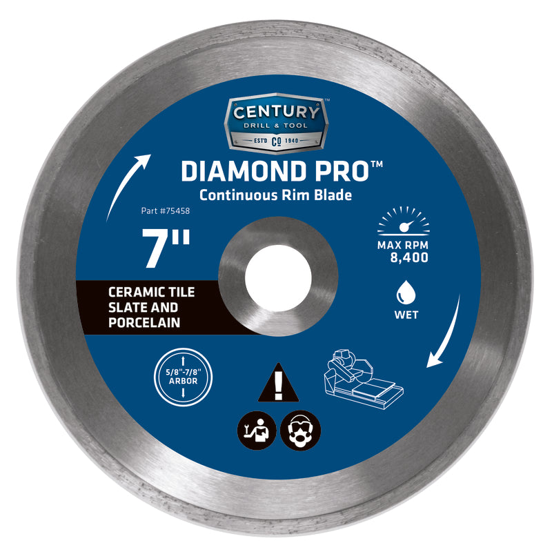 CENTURY DRILL & TOOL - Century Drill & Tool Diamond Pro 7 in. D X 7/8 in. Steel Continuous Rim Diamond Saw Blade 1 pc