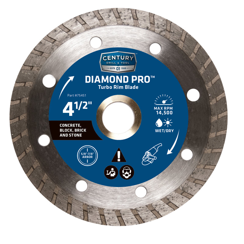 CENTURY DRILL & TOOL - Century Drill & Tool 4-1/2 in. D Diamond Turbo Diamond Saw Blade
