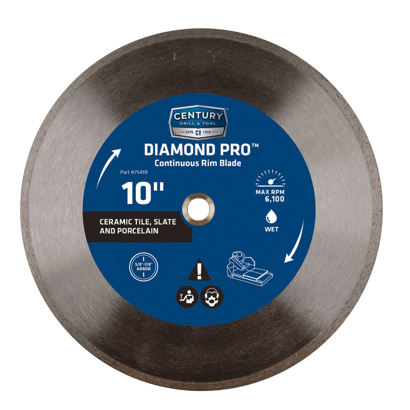 CENTURY DRILL & TOOL - Century Drill & Tool 10 in. D Diamond Continuous Rim Diamond Saw Blade