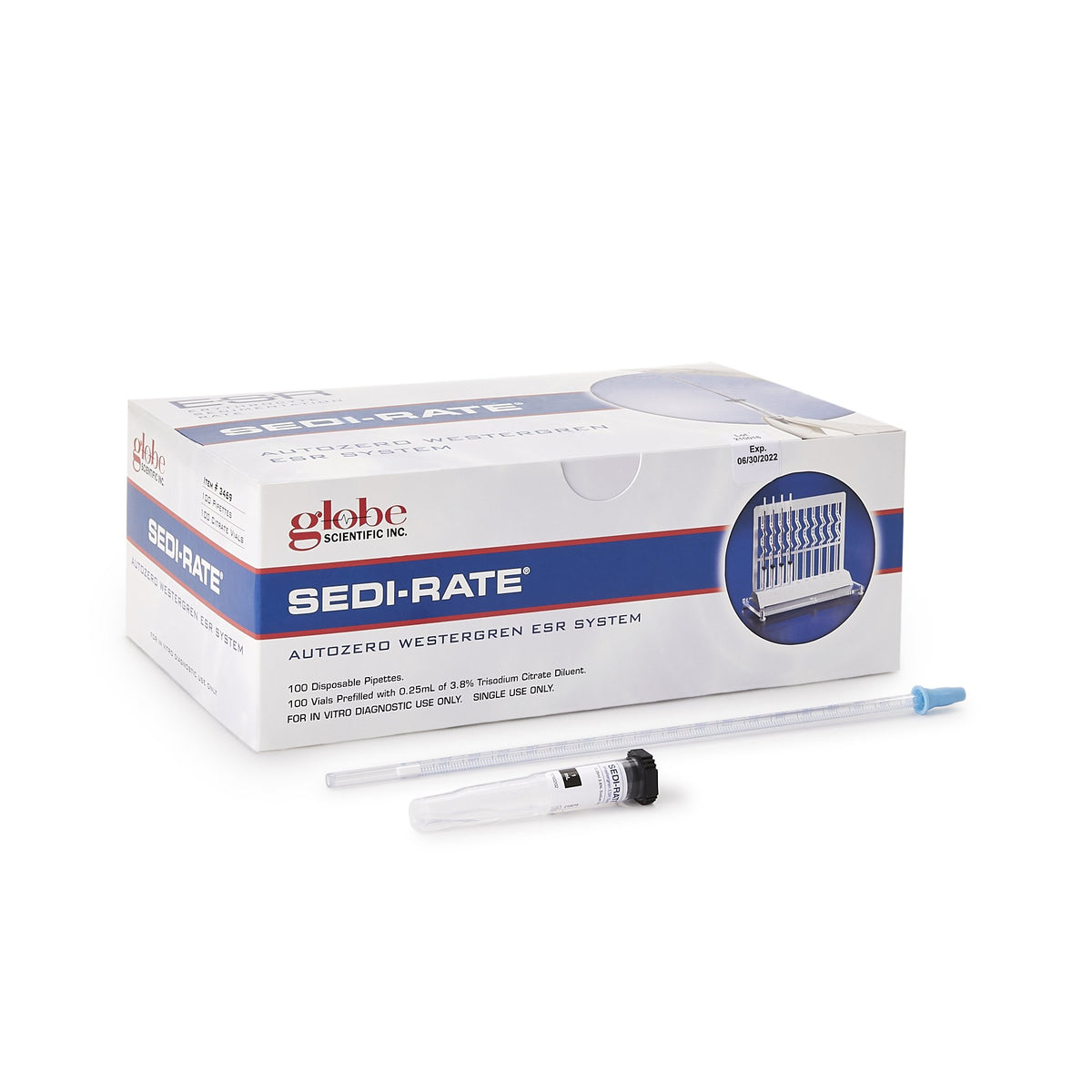 Globe Scientific - Hematology Test Kit Sedi-Rate™ Erythrocyte Sedimentation Rate (ESR) 100 Tests CLIA Waived [100/BX]