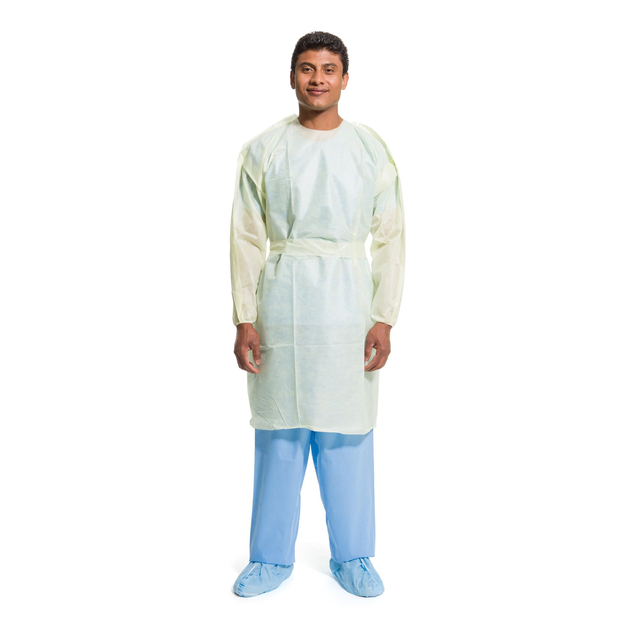 O&M Halyard Inc - Protective Procedure Gown Halyard Basics One Size Fits Most Yellow NonSterile AAMI Level 2 Disposable [10/PK]
