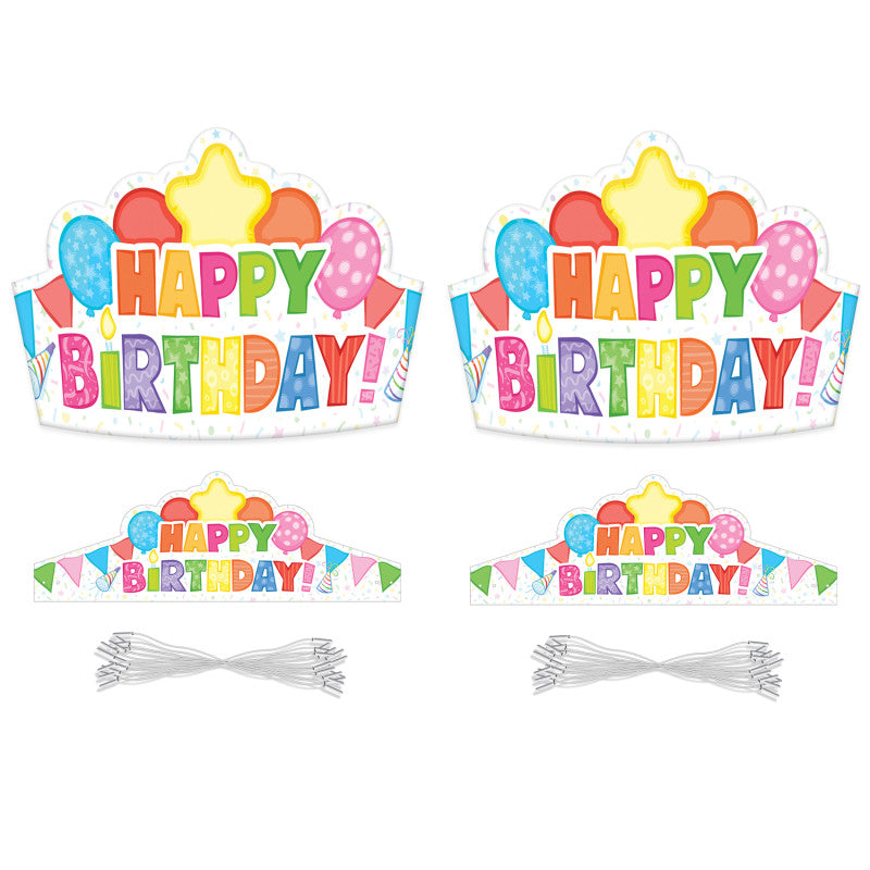 CARSON DELLOSA EDUCATION - Happy Birthday Crowns, 30 Per Pack, 2 Packs (CD-101100-2)