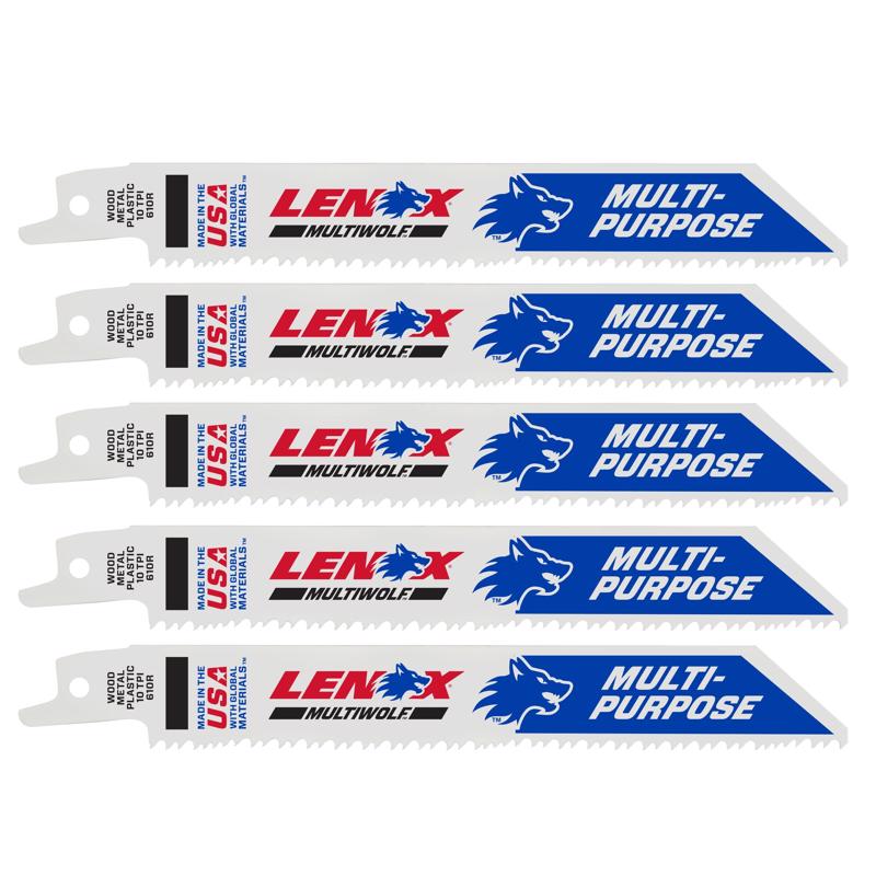 LENOX - LENOX MULTIWOLF 6 in. Bi-Metal WAVE EDGE Reciprocating Saw Blade 10 TPI 5 pk