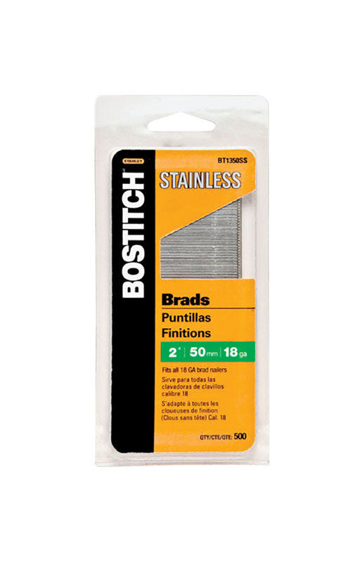 STANLEY BOSTITCH - Bostitch 18 Ga. X 2 in. L Coated Stainless Steel Brad Nails 500 pk