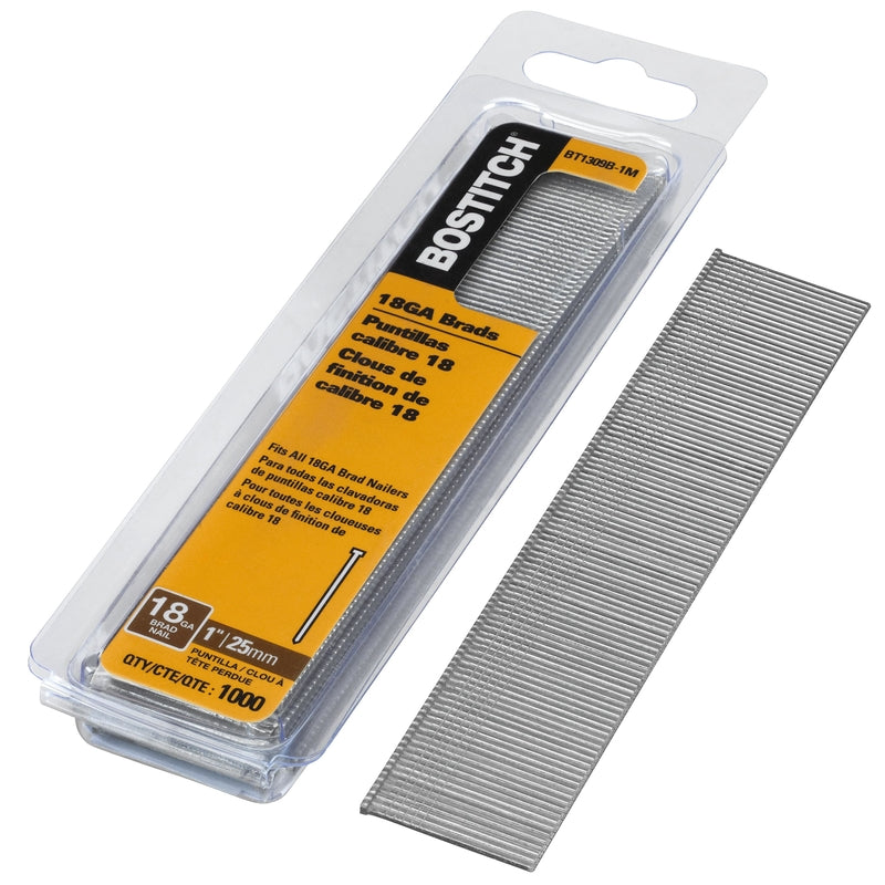 STANLEY BOSTITCH - Bostitch 18 Ga. X 1 in. L Coated Steel Brad Nails 1000 pk